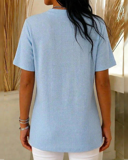 T-Shirt Waffel Henley Kurzarm
