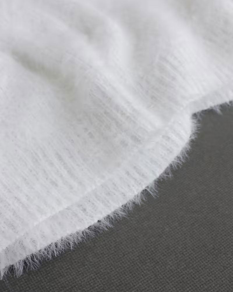 Pullover Kettendetail Off-The-Shoulder Flauschig