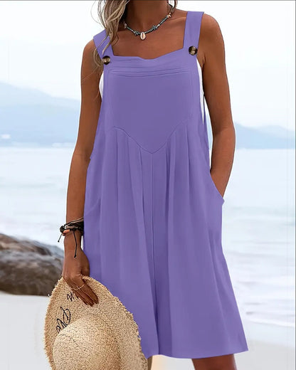 Jumpsuits Lässig Loose Fit Knopftasche