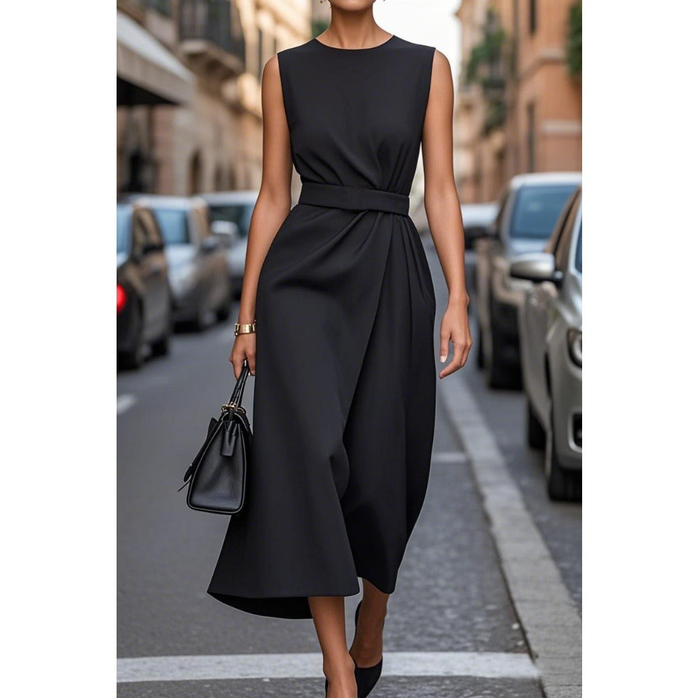 Midi Dress with Belt for Women - Loredana