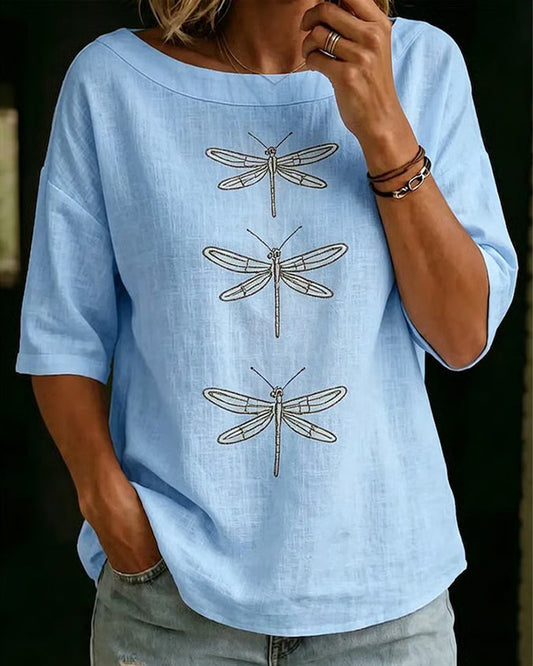 Bluse 3/4-Arm Libellenmuster