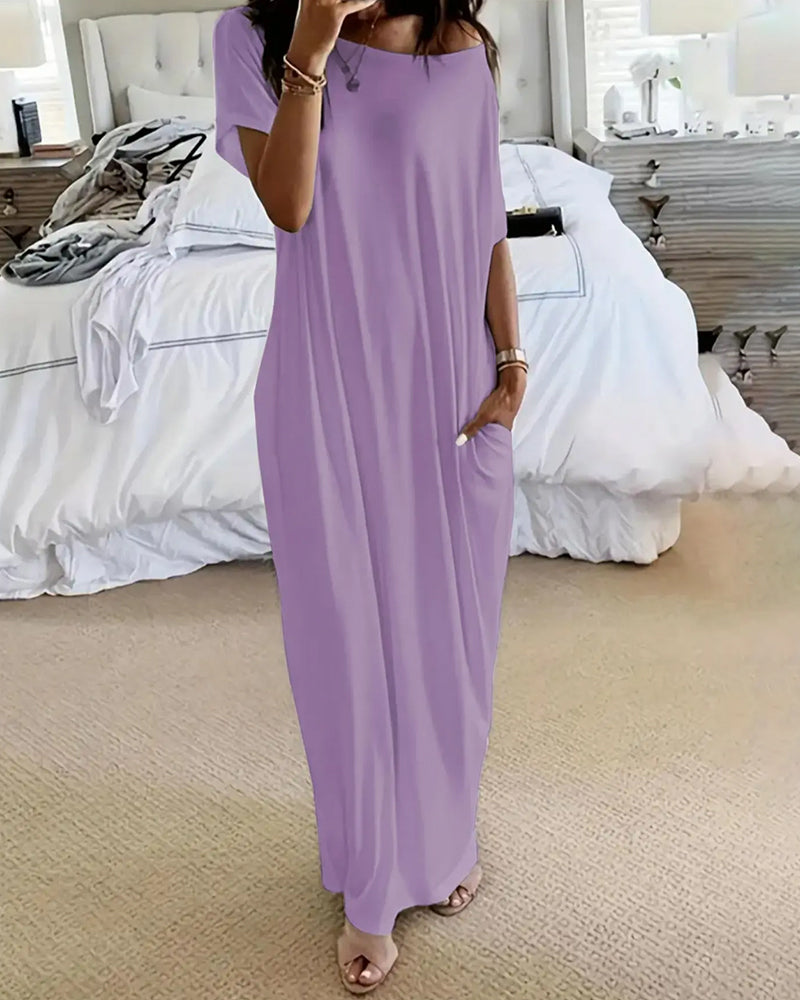 Kleid Unifarben Lang Casual