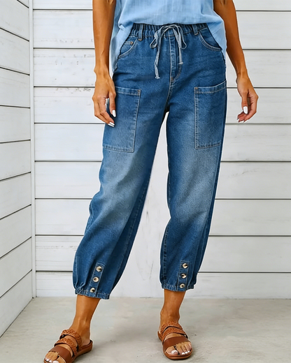 Jeans Elastischer Bund Multi-Tasche Jogger