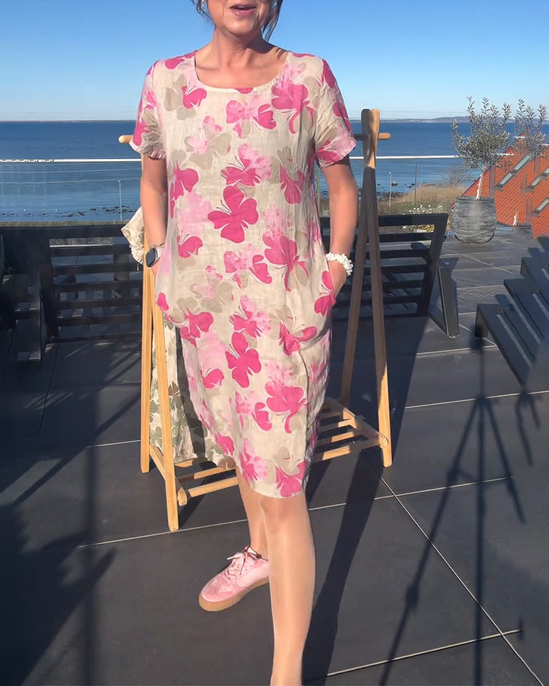 Kleid Lässig Schmetterlingsdruck