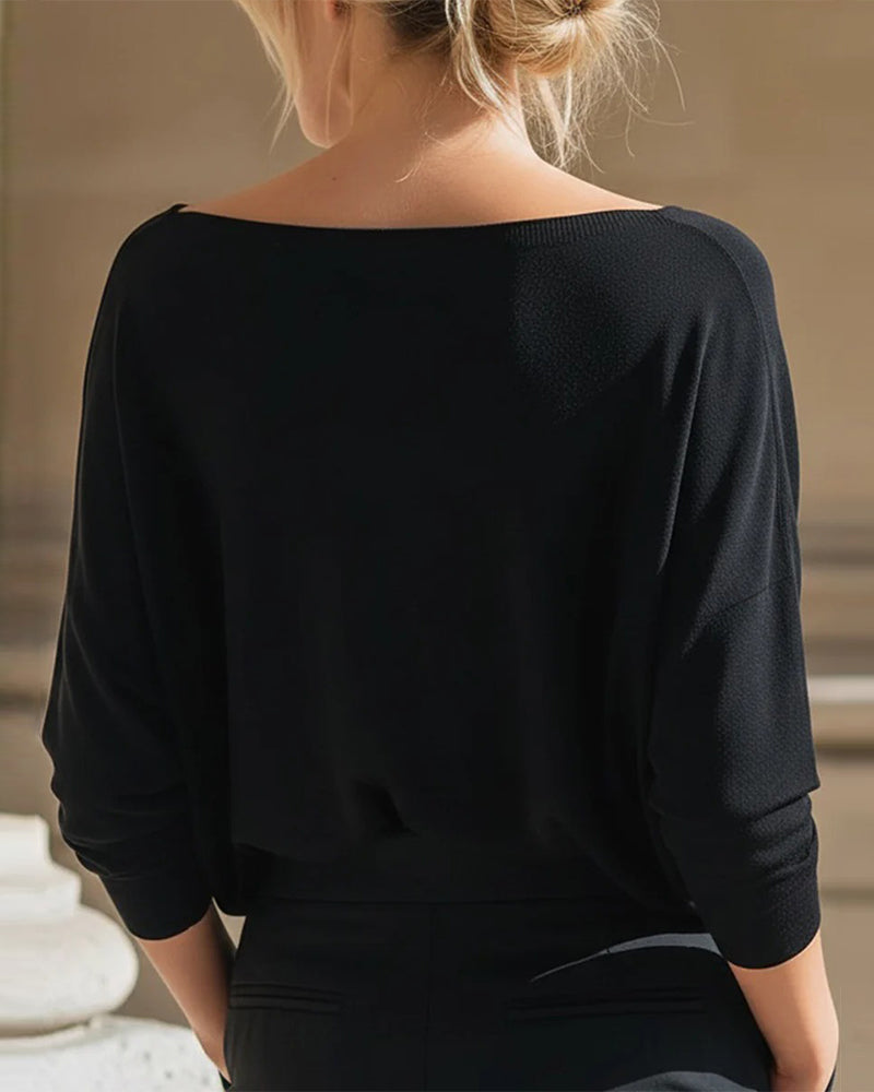 Top Off-the-Shoulder Fledermausärmel