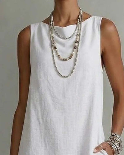 Kleid Unregelmäßiger Saum Ärmellos Etuikleid