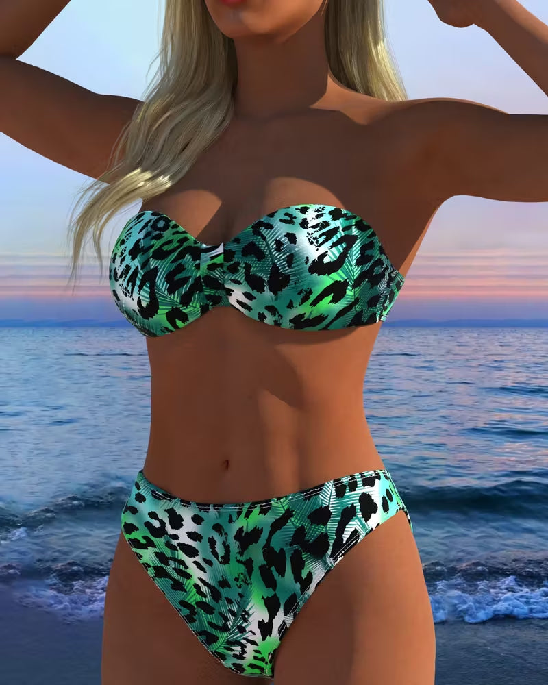 Bikini Bandeau Leopardendruck