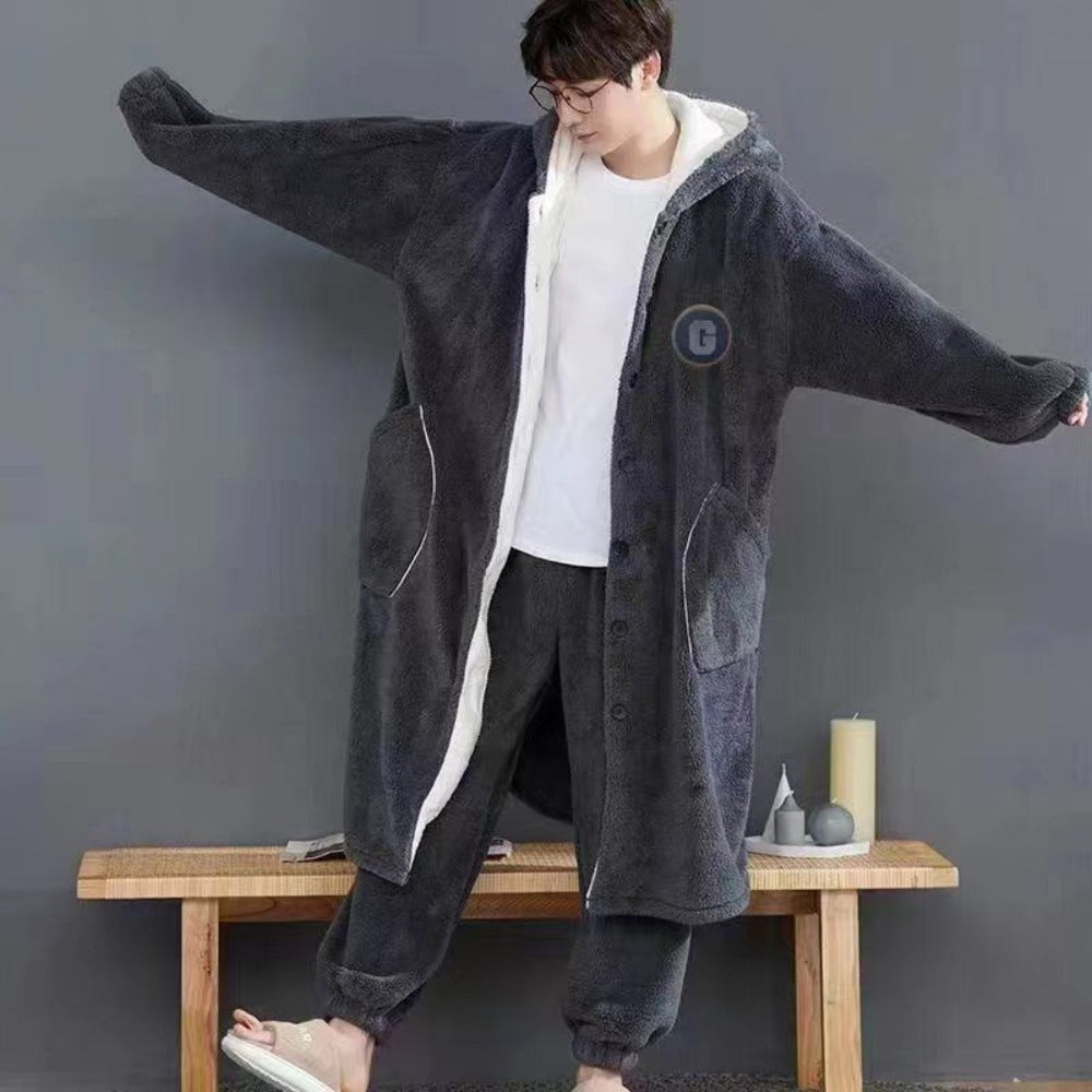 Fleece Hooded Loungewear Set with Pockets for Men - Diletta