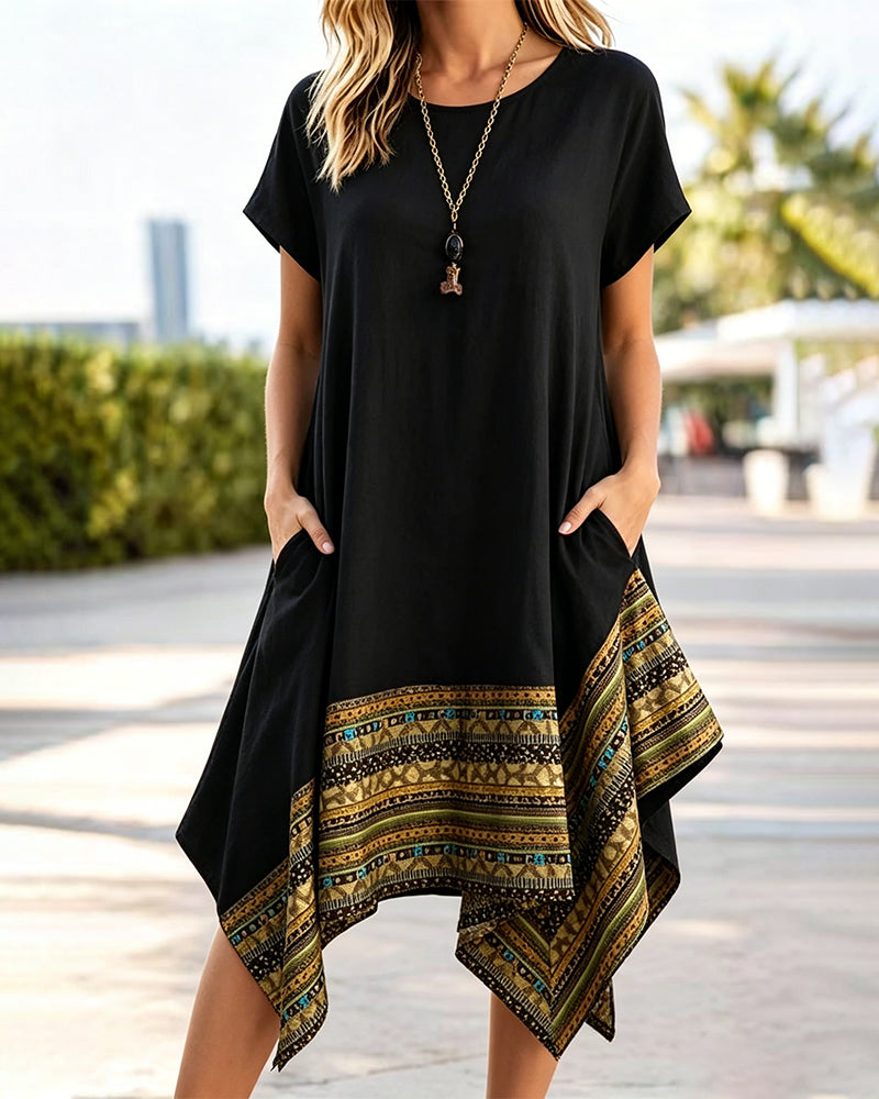 Kleid Bohemian Asymmetrischer Saum