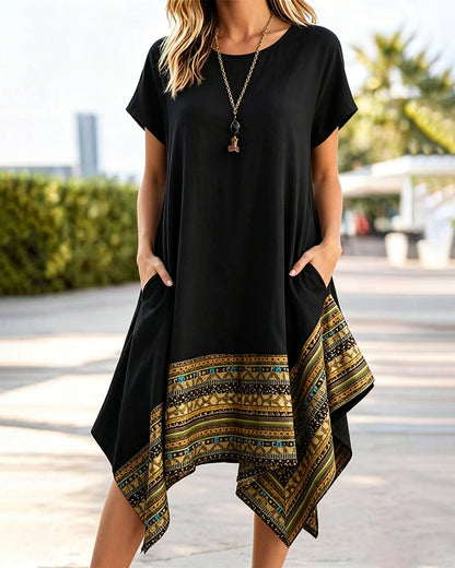 Kleid Bohemian Asymmetrischer Saum