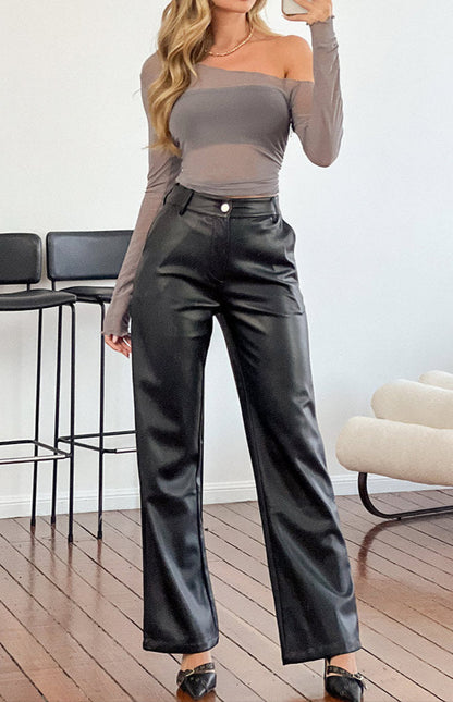 Pantalon Izabella Cool Shade en PU noir