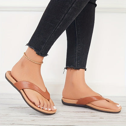 Flip-Flops aus braunem Leder - Lena