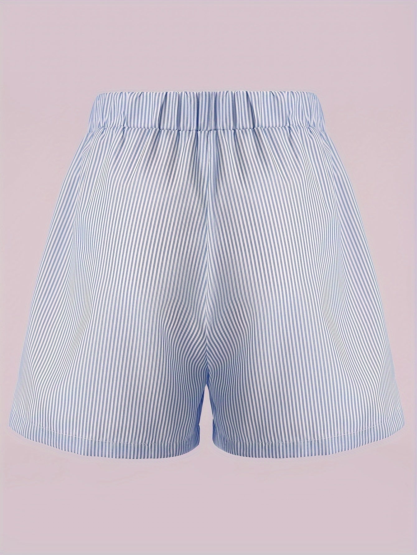 Striped Pink Shorts with Elastic Waistband - Ava