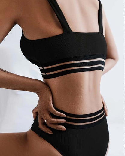 Bikini Streifen Patchwork Minimalistisch Einfarbig