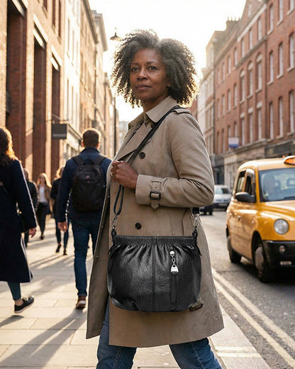 Handtasche Casual Gefaltet Eimer Weiches Leder
