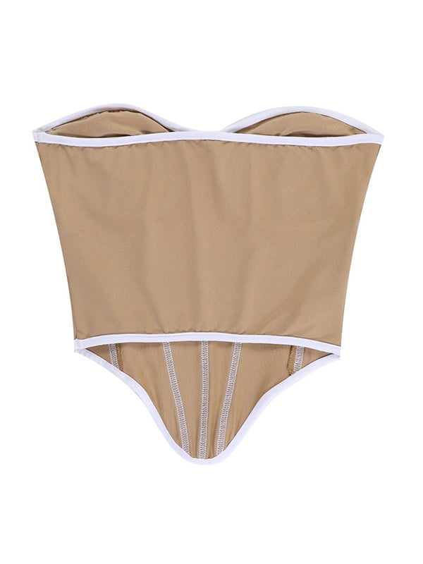 Kontrastfarbenes Y2k Corsagen Top mit Unregelmäßigem Saum