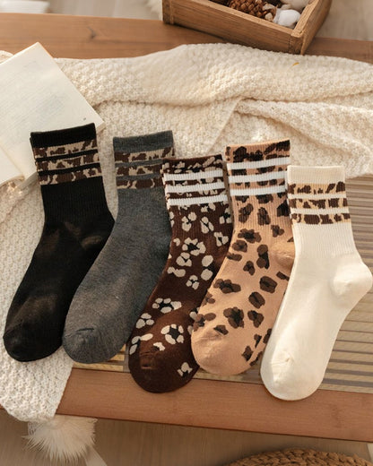 Socken Leopardenprint Kniehoch