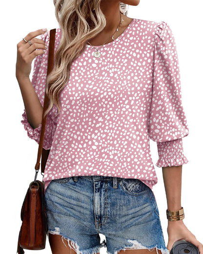 Bluse Puffärmel Bedruckt