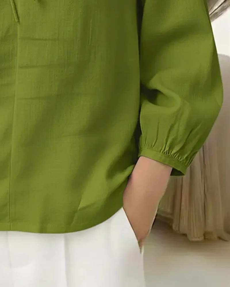 Bluse Peter-Pan-Kragen Bindung einfarbig