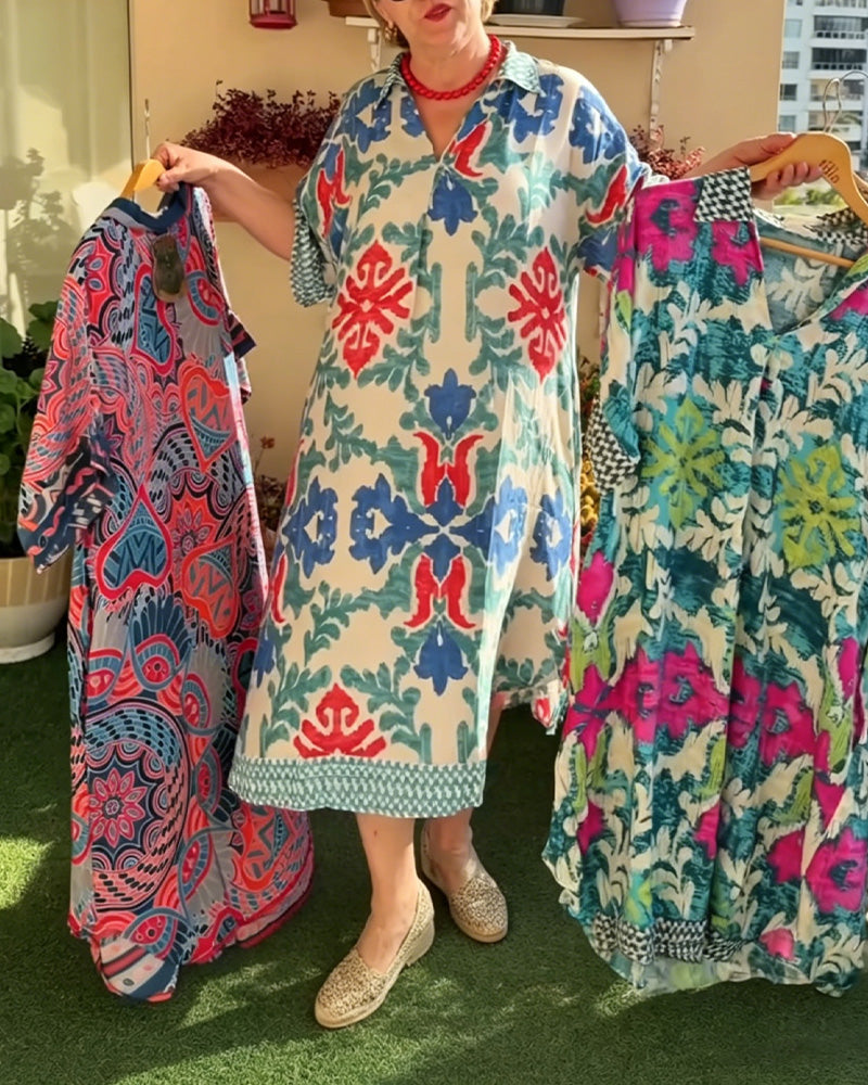 Hemdkleid Bohemian Print Loose Fit