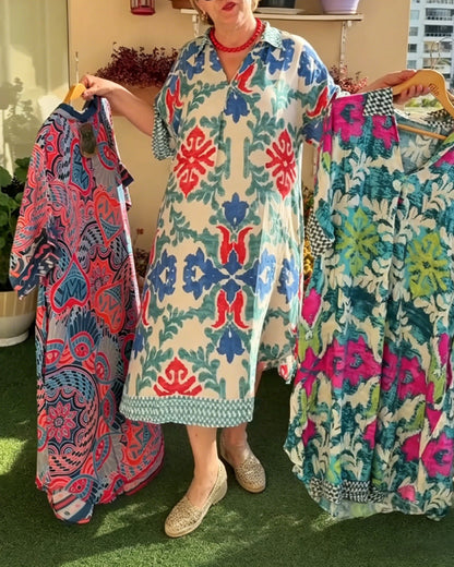 Hemdkleid Bohemian Print Loose Fit