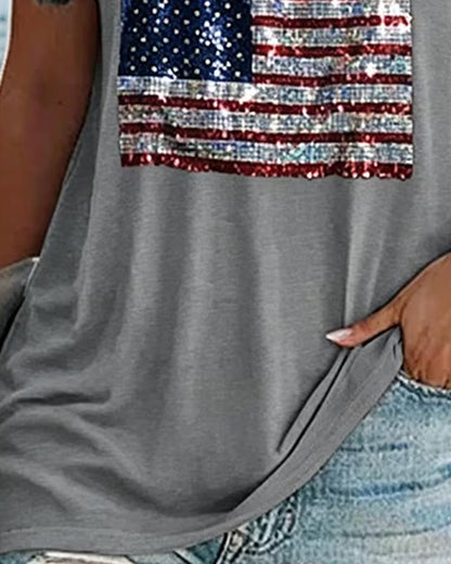 T-Shirt V-Ausschnitt Kontrast Naht