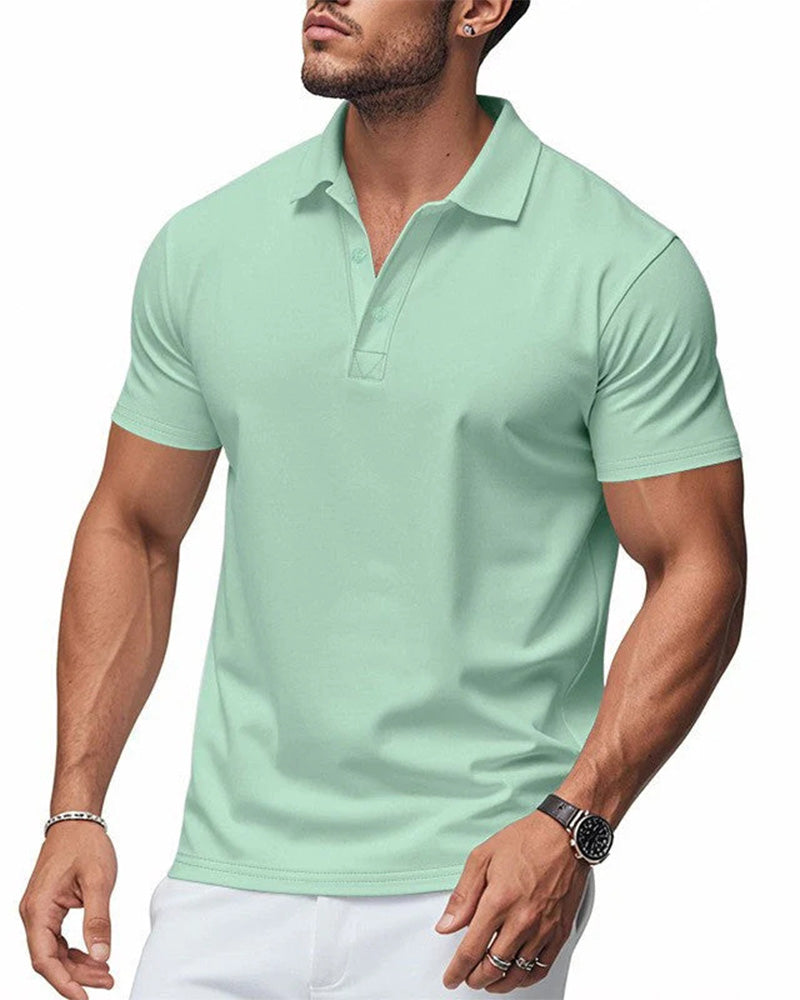 T-Shirt Herren Schnelltrocknend Kurzarm Revers