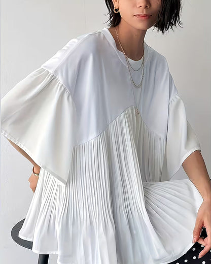 T-Shirt Patchwork Plissiert Ausgestellt Halbarm