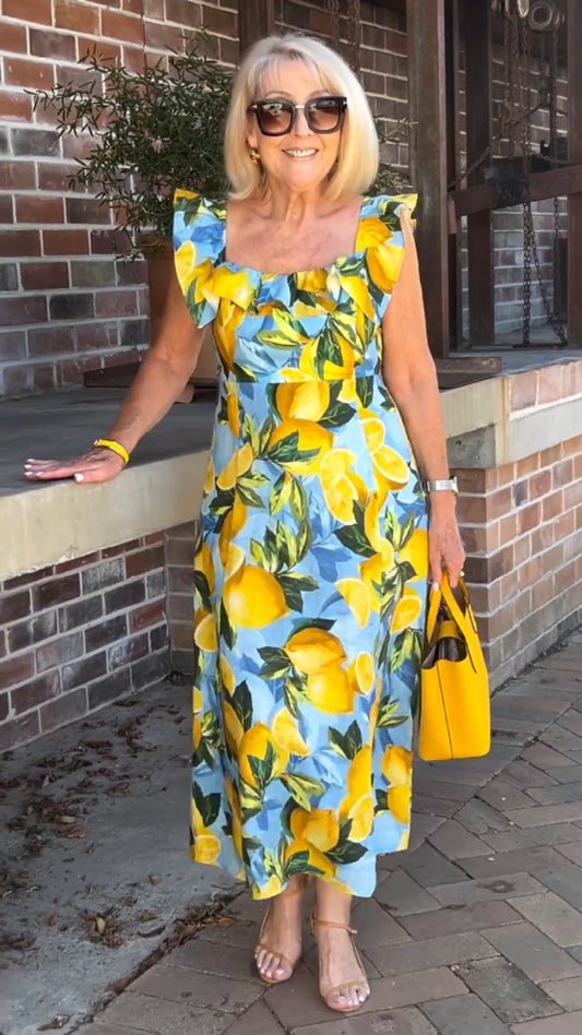 💥Summer Sale-50% OFF🍋Plus Size Lemon Print Tunic Dress 