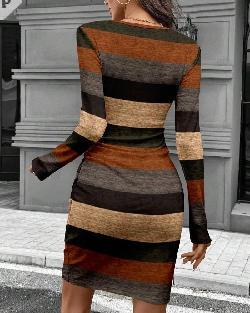 Kleid Vintage Streifen Langarm