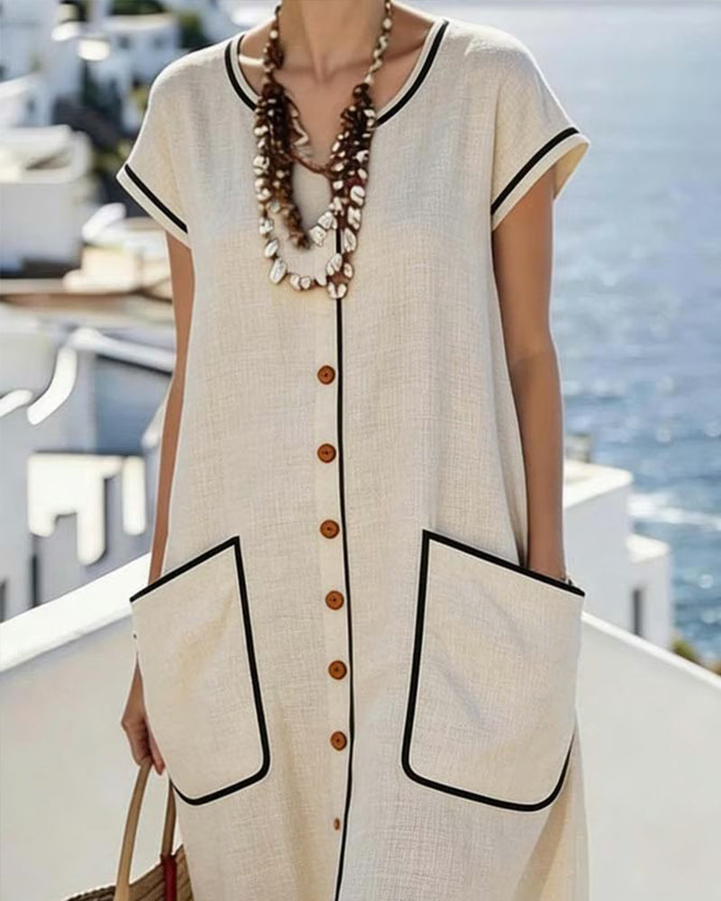 Kleid Kontrastbesatz Shift