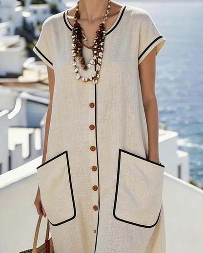 Kleid Kontrastbesatz Shift
