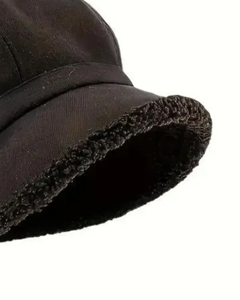 Hut Damen Unifarben Plüsch Fischerhut Warm