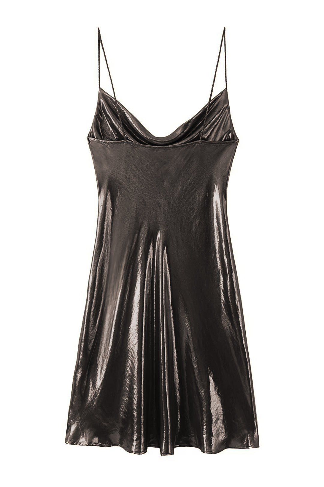 Y2K Cowl Neck Metallic Slip Minikleid