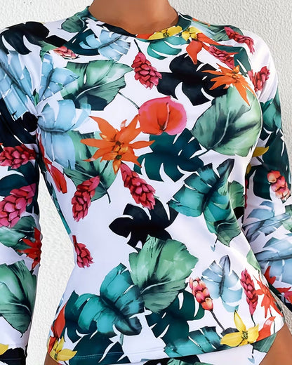 Tankini Sonnengeschützt Bunt Bedruckt Dreieck