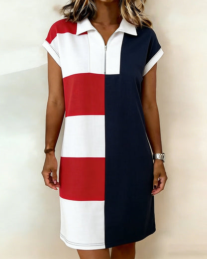 Kleid Kurzarm gestreift Colorblock