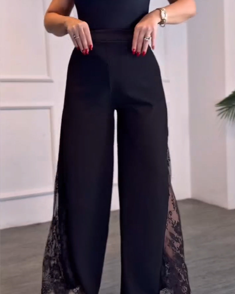 Hose Spitze Patchwork Weites Bein