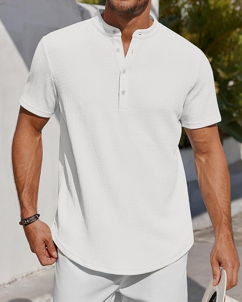 Hemd Einfarbig Locker Henley