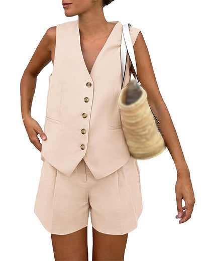 Sett V-Utringning Enspent Tanktopp Shorts