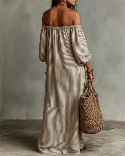 Kleid Locker Off-Shoulder Gestreift
