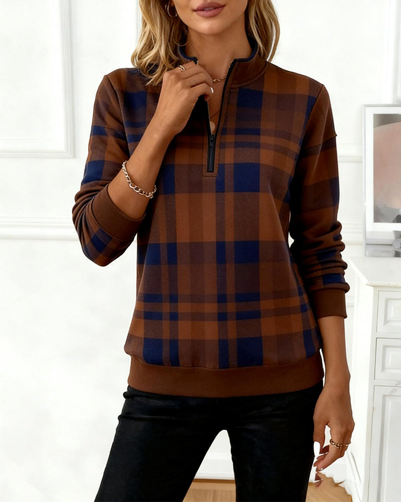 Sweatshirt Halbzip Plaid