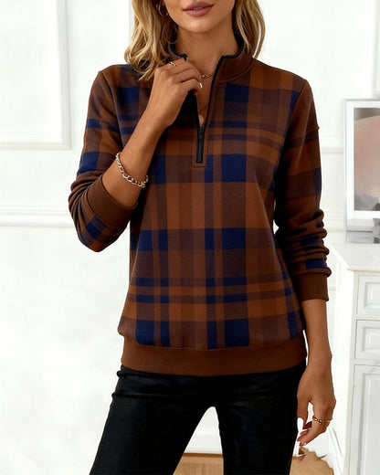 Sweatshirt Halbzip Plaid