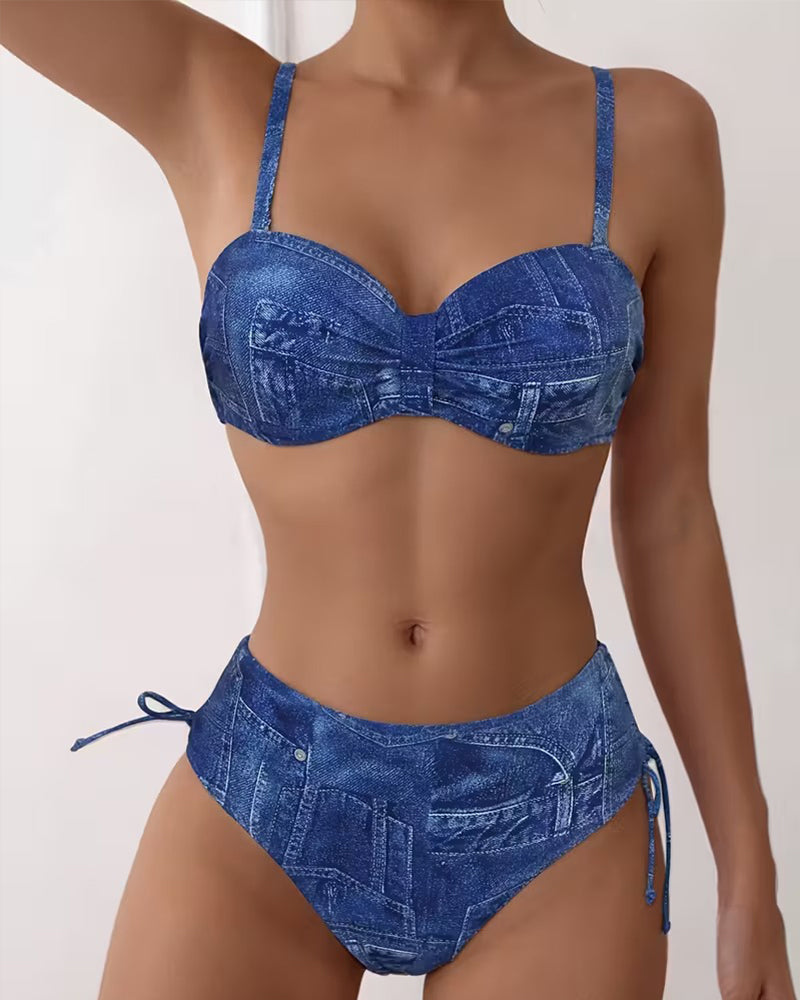 Bikini Vintage Gedruckt Spalt