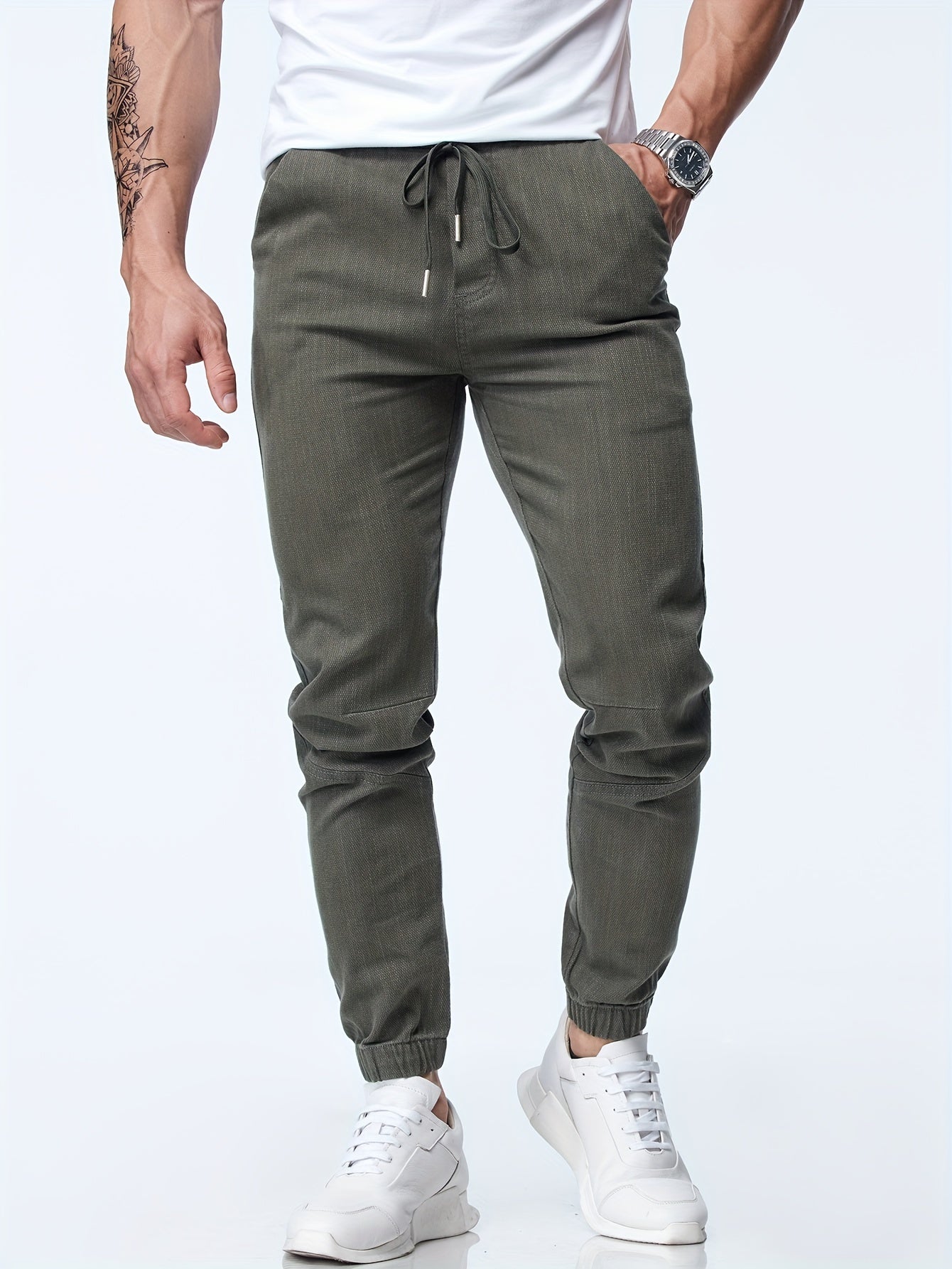 Grey Drawstring Jogger Jeans - Elias