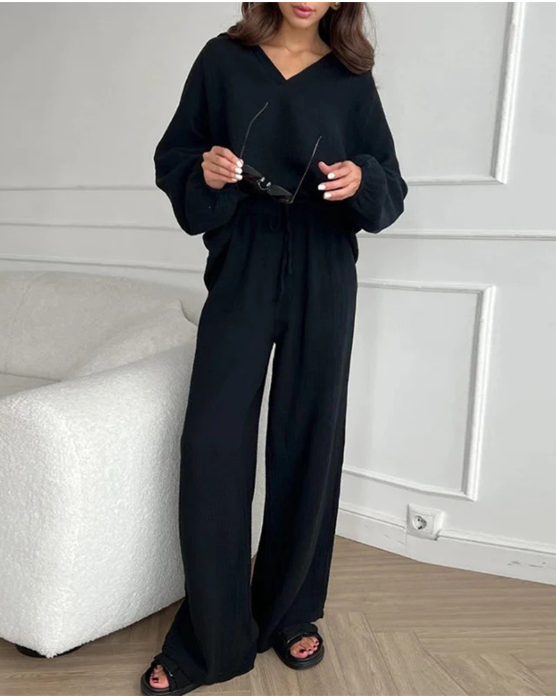 Set mit weit geschnittener Hose als Zweiteiler