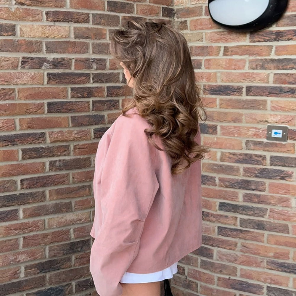 Suede Zip Up Jacket with Long Sleeves for Women - Alessia