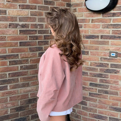 Suede Zip Up Jacket with Long Sleeves for Women - Alessia