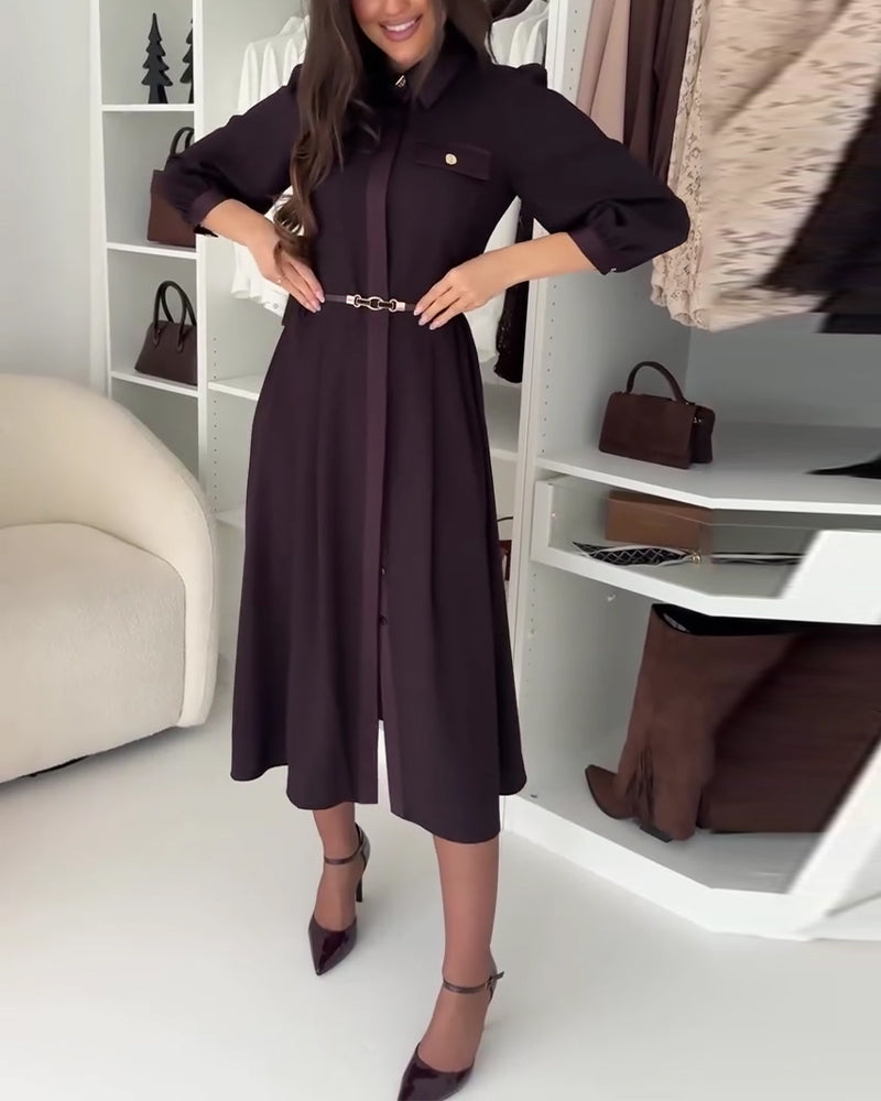 Kleid Elegant Revers Langarm