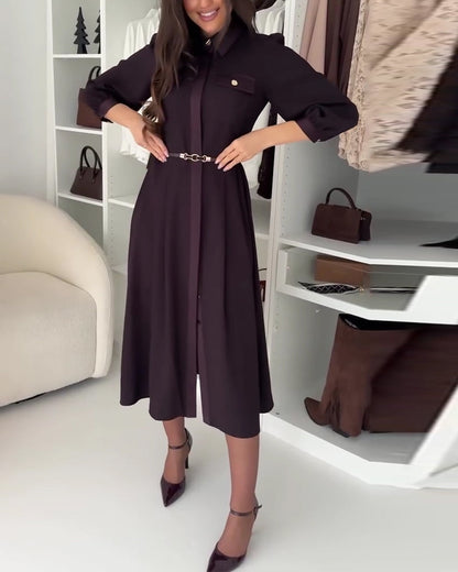 Kleid Elegant Revers Langarm