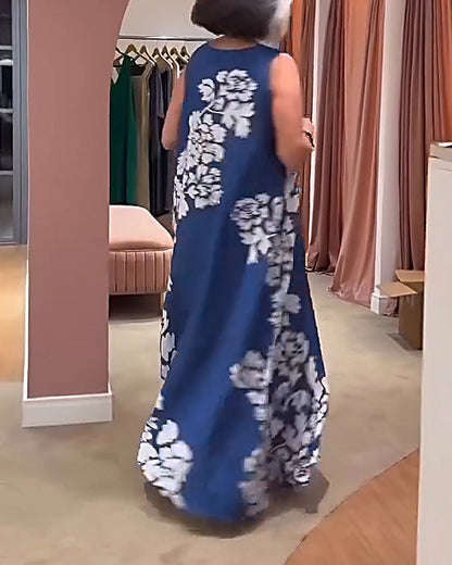 Kleid ärmellos positionierter Druck Maxi
